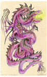 Purple Squirmy Wyrm  Media: Karismacolour pencil on brown paper.  Purple dragony thingymajig. It wasn't supposed to be quite so purple-y but I got a bit excited with the colour. : pencils, purple, dragon, wyrm, serpent, demon, green, brown paper, colour, color