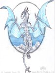 Trade - Psydrache  Media: Pencil crayons Type: Art trade Type: Full-body Commission Characters: Psydrache Art for:  Psydrache : trade, psydrache, white, blue, dragon, flying, mountains, pencil crayons