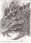 atc01 pencil dragon  Media: Derwent Graphic pencils on 2.5x3.5" Artist Trading Card : dragon, close up, face, eye, portrait, pencil, black and white, graphite, greyscale