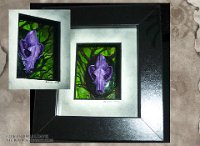 MiniSkulls - Purple Wolf  Media: Acrylics, ink, citadel paints, resin replica skull. 800x900mm frame.  Wolf. : animal, nature, craft, framed, skull, purple, wolf
