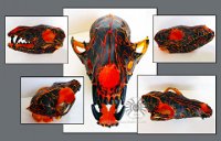 drakhenliche lavajava  Media: Resin replica fox skull, Golden airbrush paint, Citadel paint, satin varnish.  sold