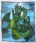 silk dragon green  Green Dragon.  Early work. : silk, painting, silk painting, craft, art, green dragon, blue, green