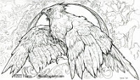 inksketch bird  June 2022 Sakura Pigma pens in 16:9 Winsor & Newton sketchbook, 90gsm paper. Bird! No specific species from our world. Some sort of raptor-ish avian, I suppose.