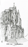 inksketch cathedral spain  Aug 2022 Sakura Pigma pens in 16:9 Winsor & Newton sketchbook, 90gsm paper. Last page of the sketchbook! I actually finished a sketchbook! Certainly a sense of achievement there.  I think this was in Spain somewhere. Vitoria maybe. Those slender columns were an absolute nightmare.